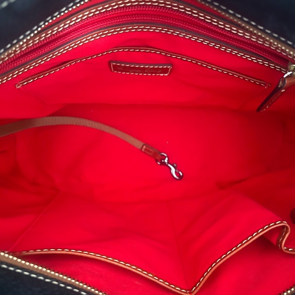 Dooney & Bourke Large Black Leather Tote Bag with Brown Straps - Picture 9 of 9